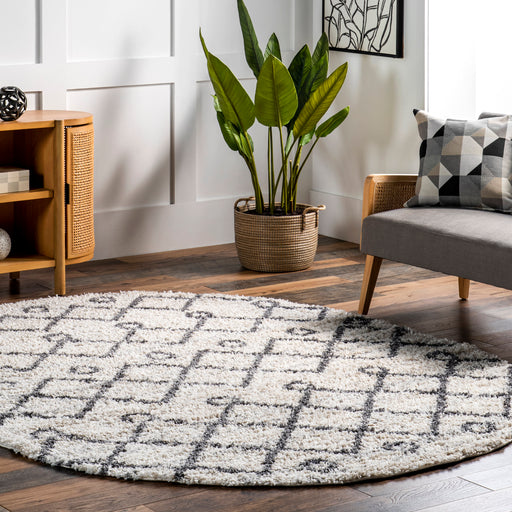 Moroccan Shag Area Rug With Tassels 120x180 cm Ivory