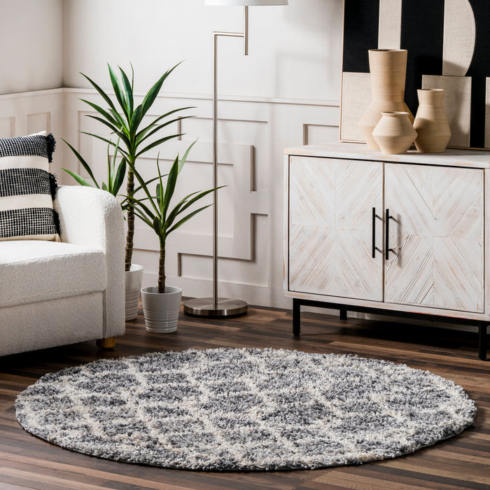 Moroccan Shag Area Rug With Tassels 160x230 cm Grey