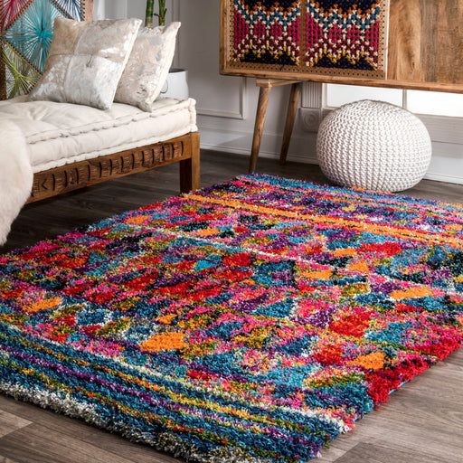 Moroccan Shag Area Rug in Multicolor for Home Decor