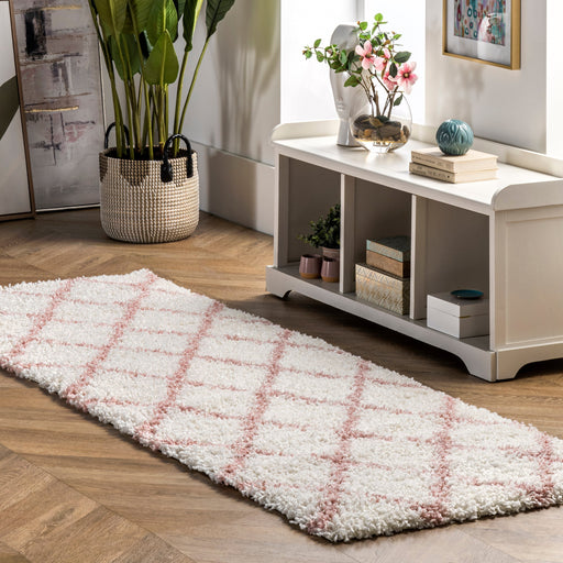 Moroccan Shag Lattice Area -matto 120x180 cm Pinkki