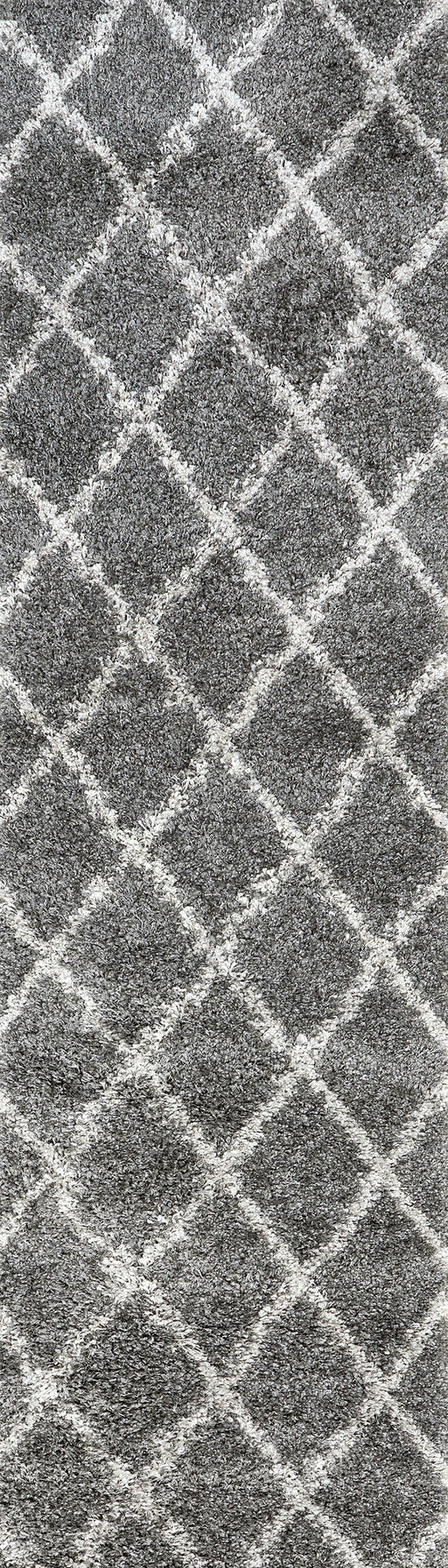 Moroccan Shag Lattice Area Rug in Grey