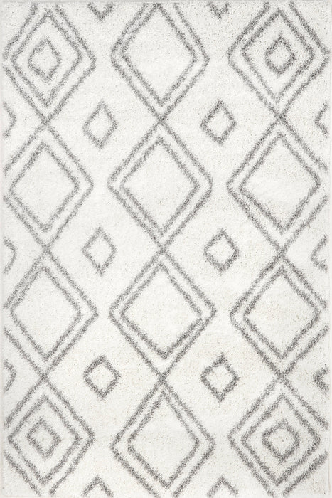 Tappeto marocchino a pelo lungo 120x180 cm Bianco