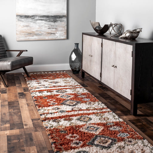 Moroccan Shag Rug With Tassels 160cm Red