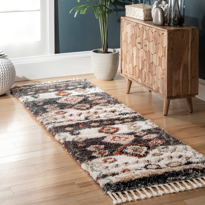 Moroccan Shag Rug With Tassels 160x230cm Grey