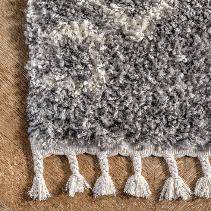 Moroccan Shag Rug With Tassels In Grey 150x240 cm