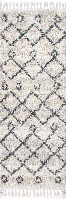 Moroccan Shag Tassel Area Rug 160 cm Ivory