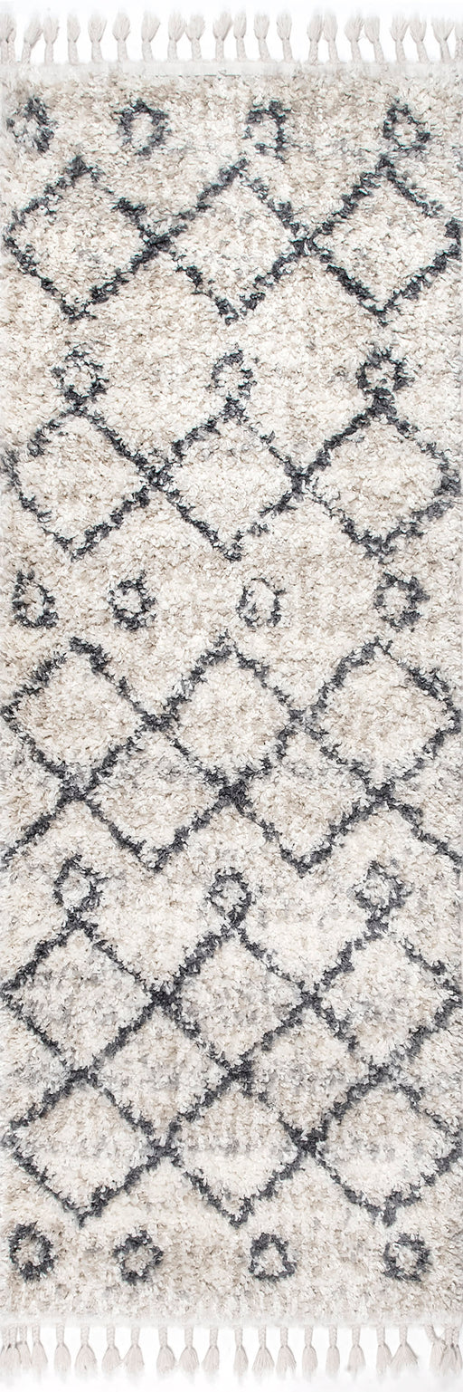 Moroccan Shag Tassel Area Rug 160 cm Ivory