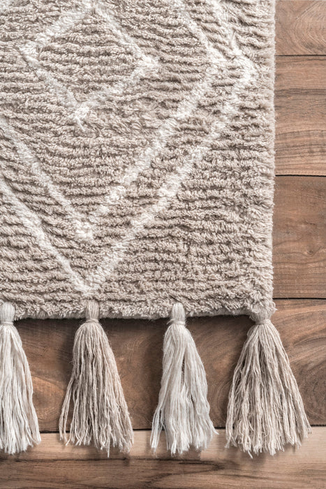 Moroccan Tasseled Shag Rug in Tan Color 120x180 cm