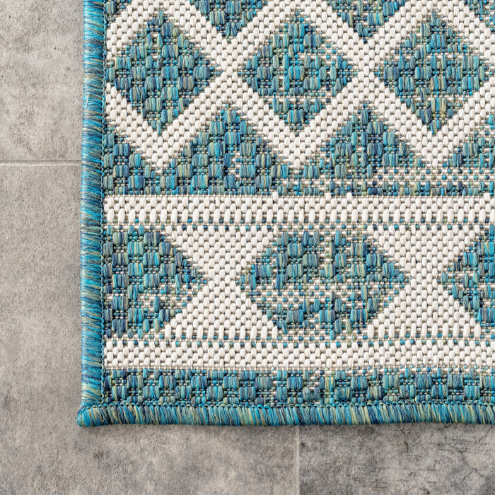 Moroccan Teal Indoor Outdoor Area Rug 150x240 cm