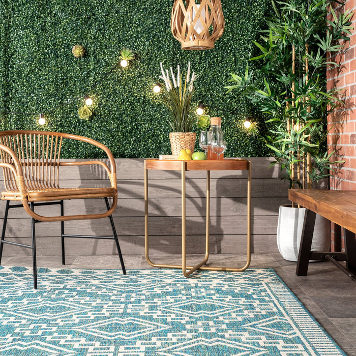 Moroccan Teal Indoor Outdoor Area Rug 150x240 cm