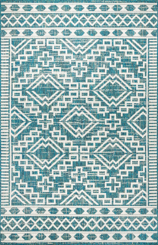 Moroccan Teal Indoor Outdoor Area Rug 150x240 cm