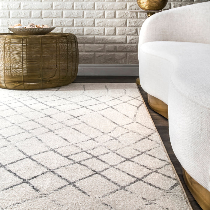 Moroccan Trellis Area Rug 160x230 cm in Ivory