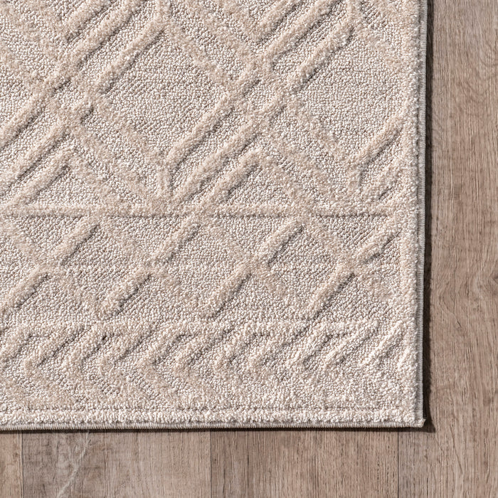 Moroccan Trellis Area Rug 5x7 Feet Beige Design