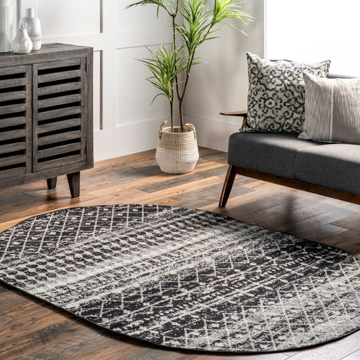 Moroccan Trellis Area Rug Black 5x8 Feet