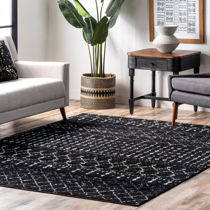 Moroccan Trellis Area Rug Black And White 160x230 cm