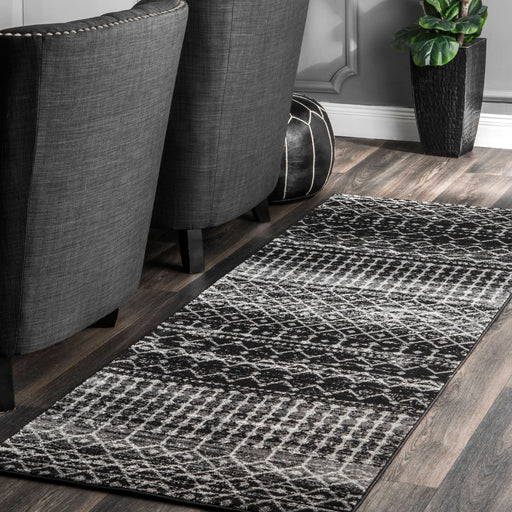 Moroccan Trellis Area Rug in Black Color