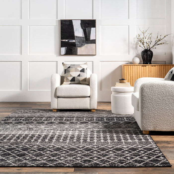 Moroccan Trellis Area Rug in Black Color