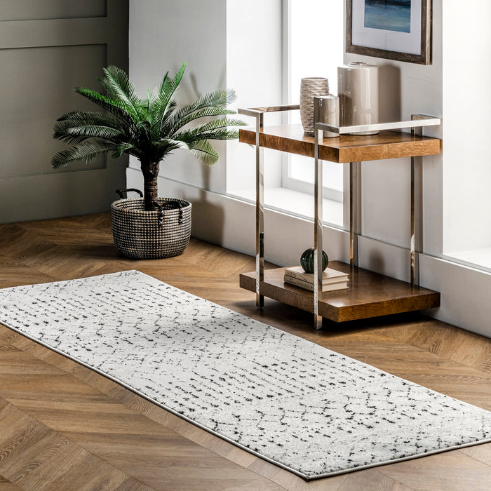 Moroccan Trellis Area Rug in Black and White 120x180 cm