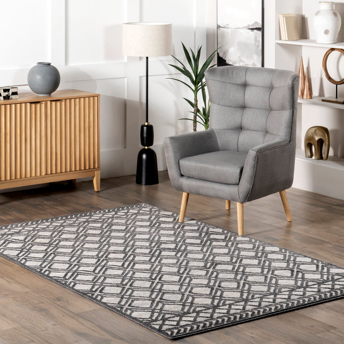 Moroccan Trellis Area Rug in Dark Grey 160x230 cm