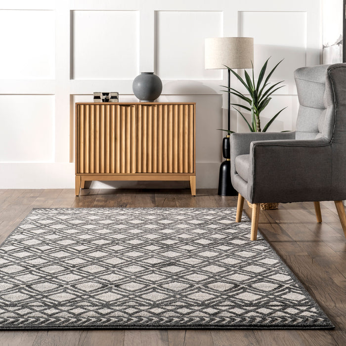 Moroccan Trellis Area Rug in Dark Grey 160x230 cm