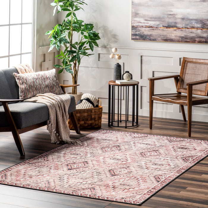 Moroccan Trellis Area Rug in Rust for Home Decor
