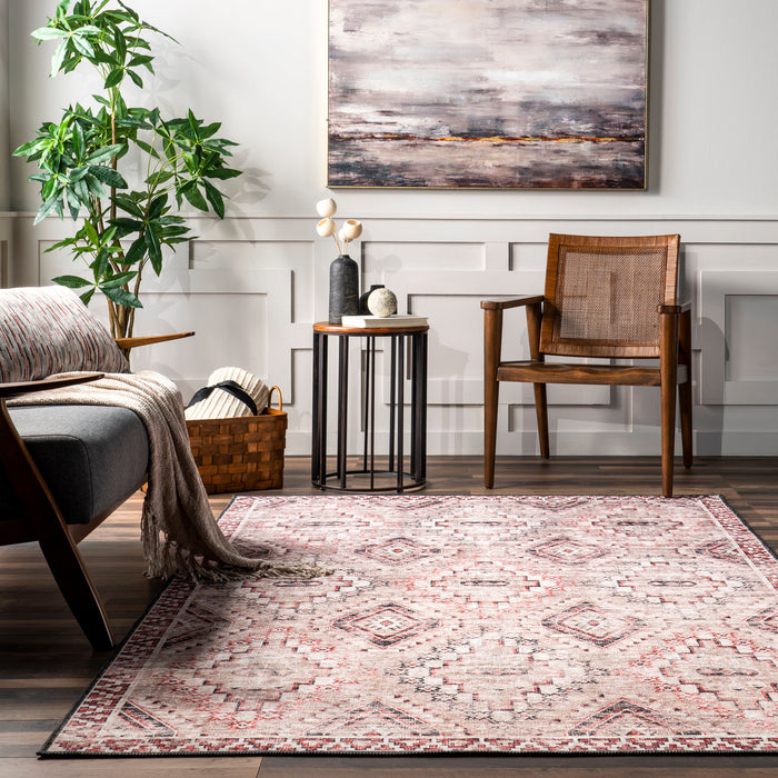 Moroccan Trellis Area Rug in Rust for Home Decor