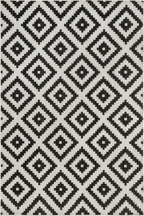 Moroccan Trellis Black And Off White Indoor Outdoor Rug