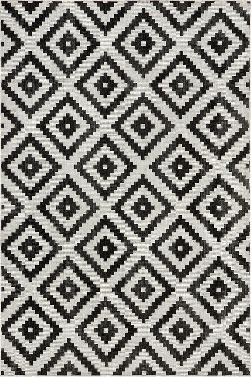 Moroccan Trellis Black And Off White Indoor Outdoor Rug