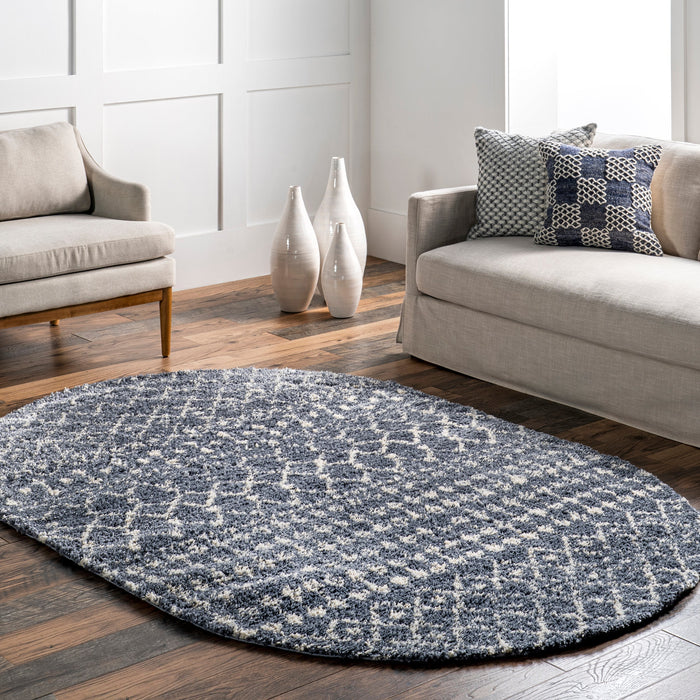 Moroccan Trellis Grey Shag Area Rug 120x180 cm