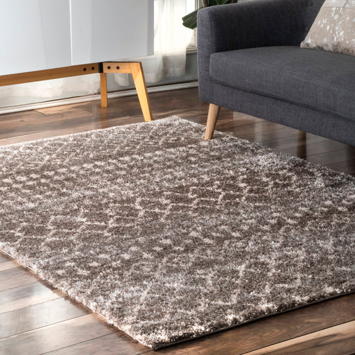 Maroccan Trellis Shag Area Rug 120x180 cm Brown