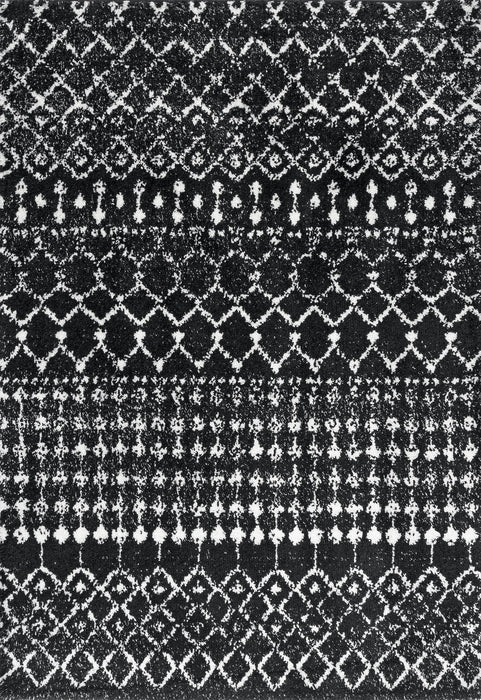 Moroccan Trellis Shag Area Rug 160cm Black