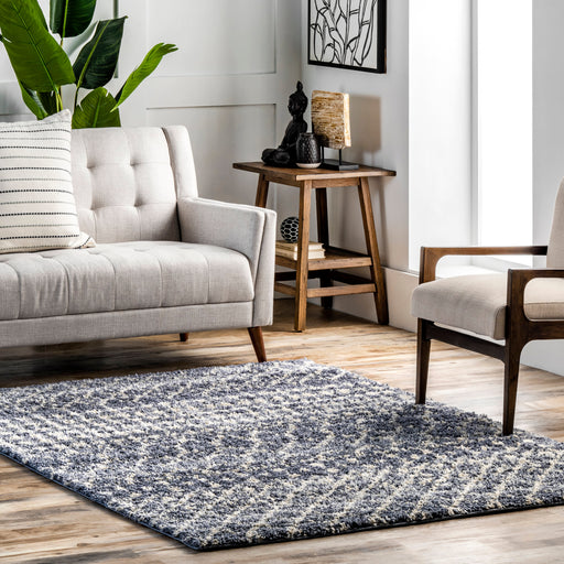 Moroccan Trellis Shag Area Rug 160x230 cm Grey