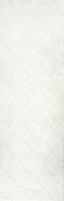 Moroccan Trellis Shag Area Rug in White 140x200 cm