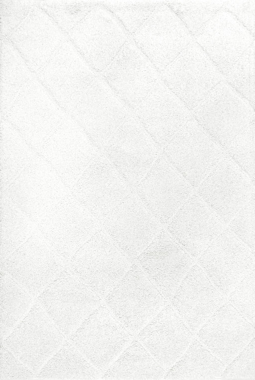 Moroccan Trellis Shag Area Rug in White 140x200 cm