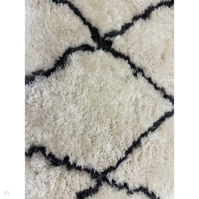 Morocco 2491 Super-Plush Moroccan Berber Diamond Hand-Made Super-Soft Fine Yarn Polyester Boho Shaggy Ivory/Grey Rug