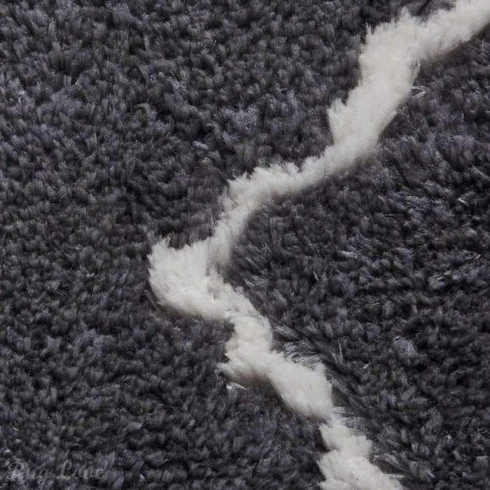 Morocco 3742 Super-Plush Moroccan Berber Zig Zag Hand-Made Super-Soft Fine Yarn Polyester Boho Shaggy Grey/Cream Rug