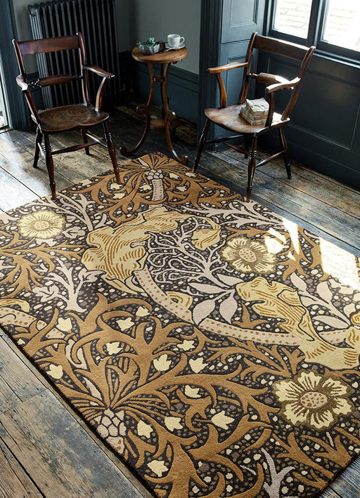 Morris & Co Seaweed Charcoal Mustard 127006 Rug