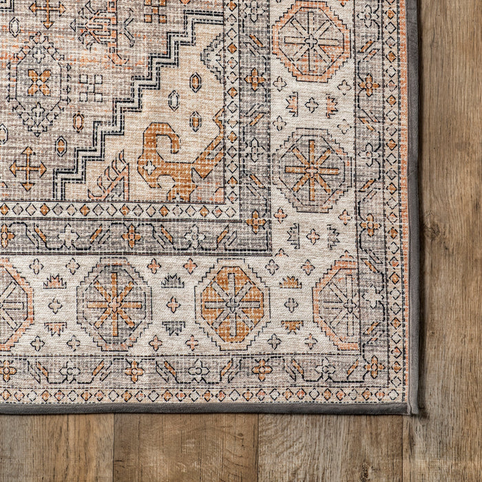 Mosaic Area Rug 152 Cm Peach Washable For Homes
