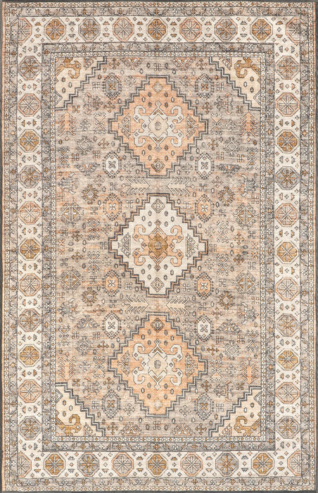 Mosaic Area Rug 152 Cm Peach Washable For Homes
