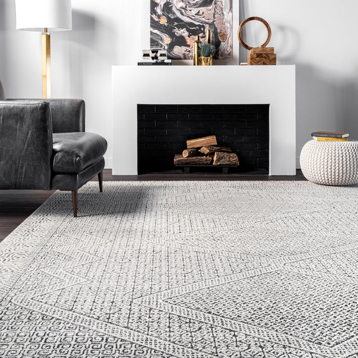 Mosaic Area Rug in Grey for Home Decoration