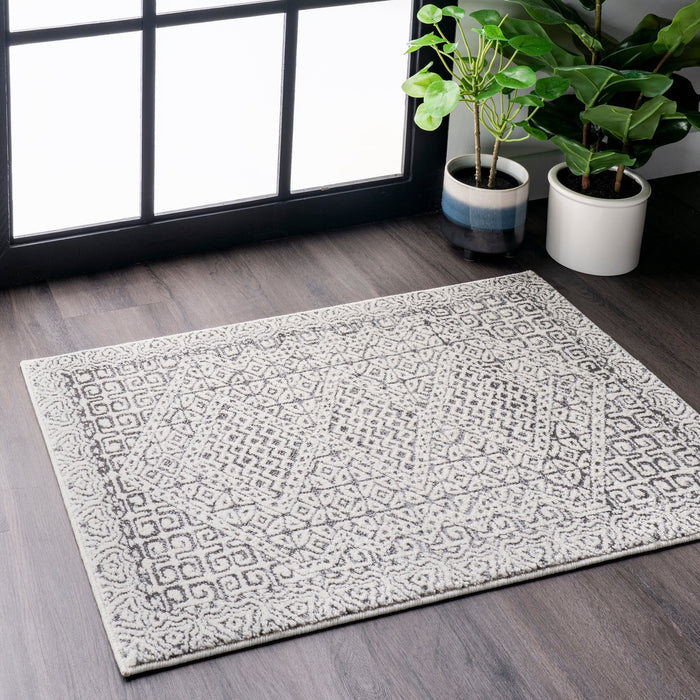 Mosaic Area Rug in Grey for Home Decoration