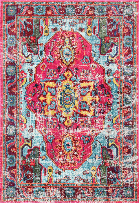 Mosaic Medallion Area Rug 120x180 cm Fuchsia