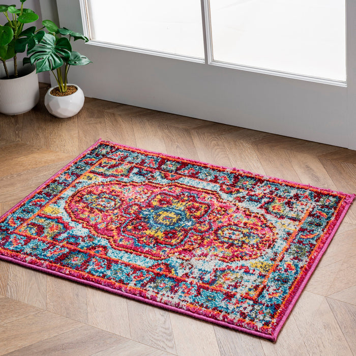 Mosaic Medallion Area Rug Fuchsia 160x230 cm