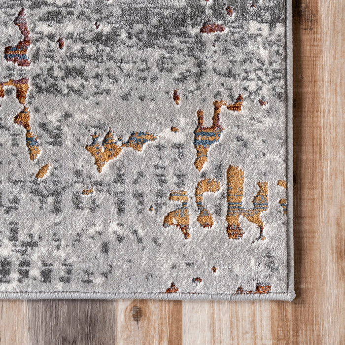 Mottled Abstract Area Rug in Light Grey for Home Decor