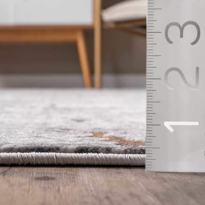 Mottled Abstract Area Rug in Light Grey for Home Decor