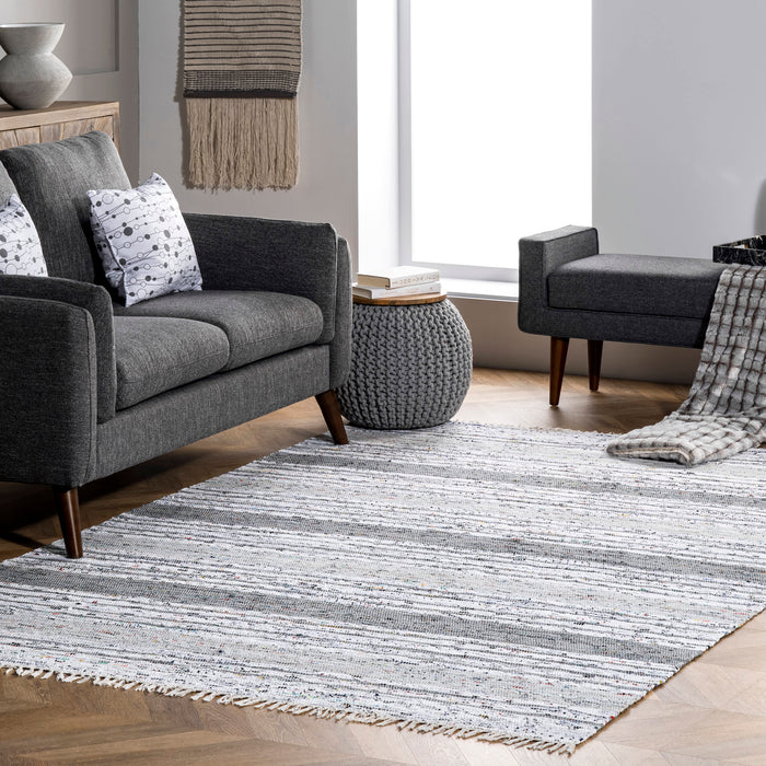 Mottled Stripes Grey Tassel Area Rug 160x230 cm