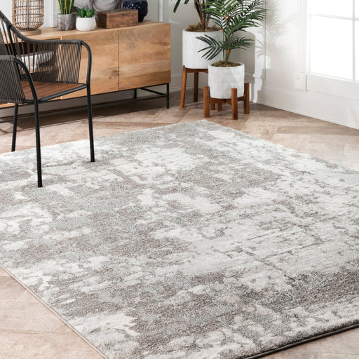 Muddled Abstract Silver Area Rug for Modern Home Decor