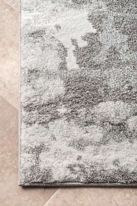 Muddled Abstract Silver Area Rug for Modern Home Decor