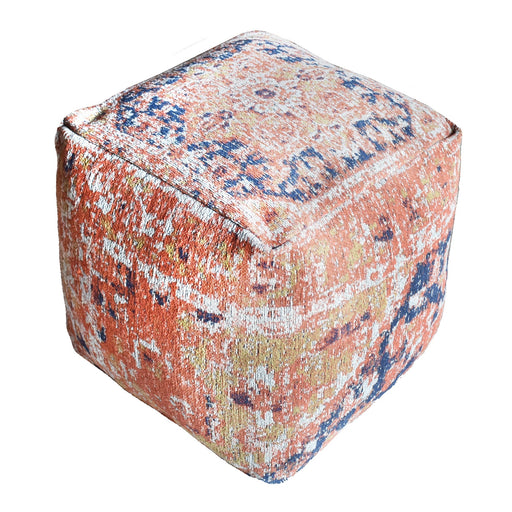 Multi-Color Cotton Chenille Pouf for Modern Home Decor
