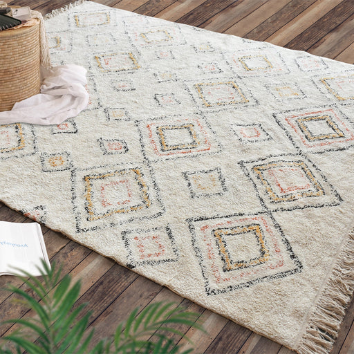 Multi Colored Cotton Diamond Pattern Rug